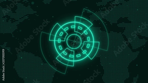 Technology futuristic animation structures teal digital HUD elements. Minimal technology futuristic animation maps world land grids. Clean technology futuristic animation tracking screens.
