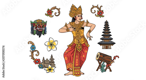 Traditional Balinese Dancer in Costume.