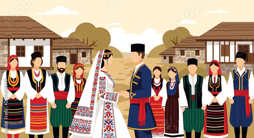 Traditional Bulgarian Folk Dance Group Outfit.