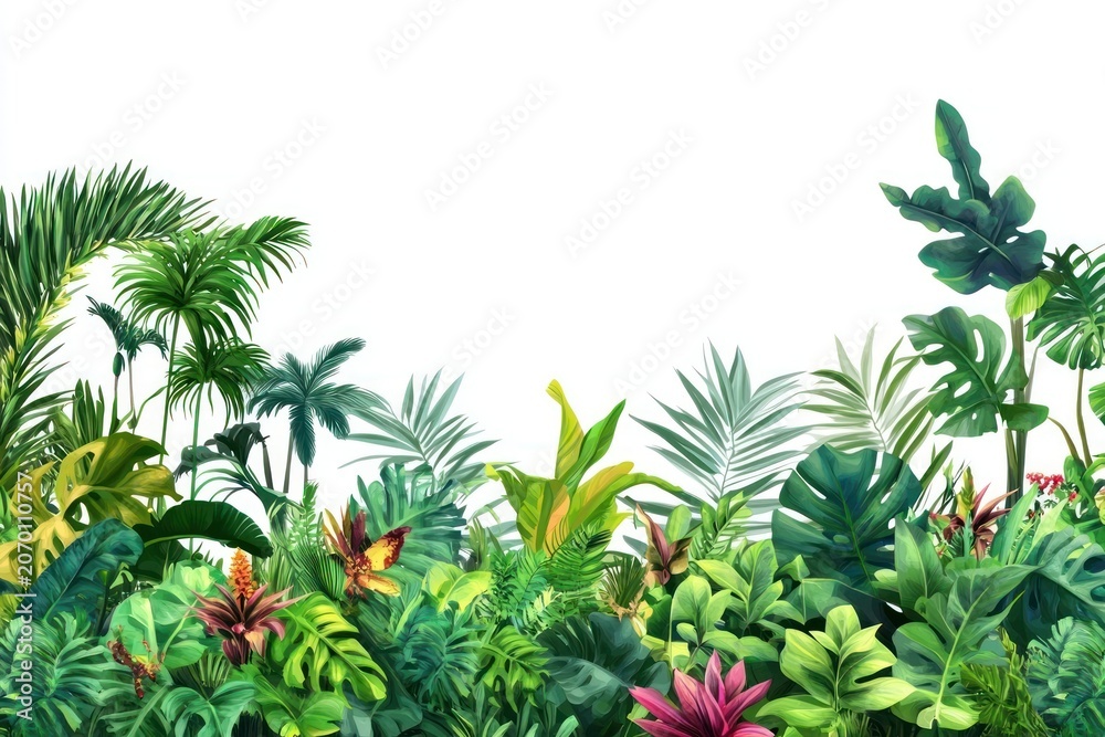 Obraz premium Tropical Jungle borders jungle vegetation rainforest.