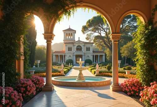 Italianate Villa Belvedere Tower Elegant Garden View Architectural Wonder