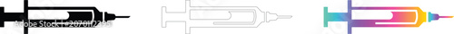 Set of three syringe icons in solid black outline and gradient style