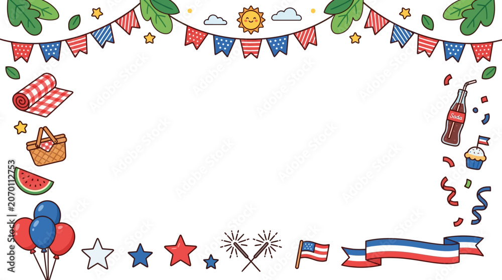 Fototapeta premium Colorful Fourth of July Decorations.