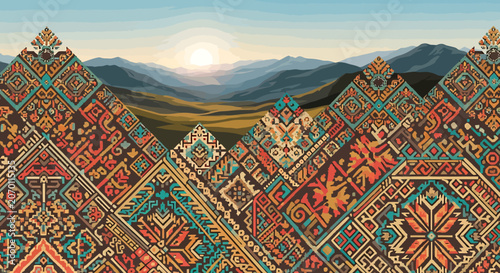 Vibrant colorful textile patterns designs.
