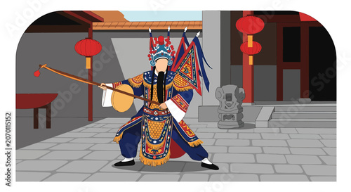 Warrior in Traditional Chinese Costume.