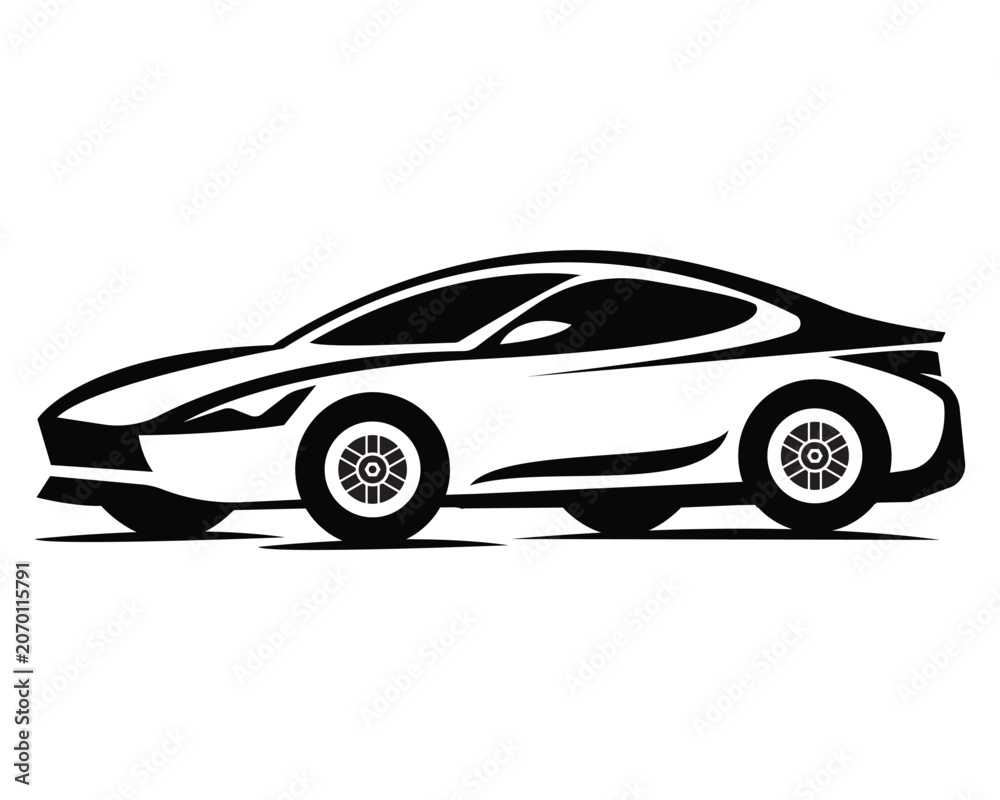 Fototapeta premium Stylized Speeding Sports Car Illustration in Black color