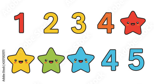 Colorful numbers and cute stars for kids learning