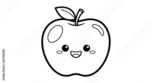 Kawaii apple character outline for children coloring activity