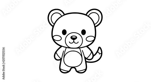 Cute teddy bear character line art for coloring