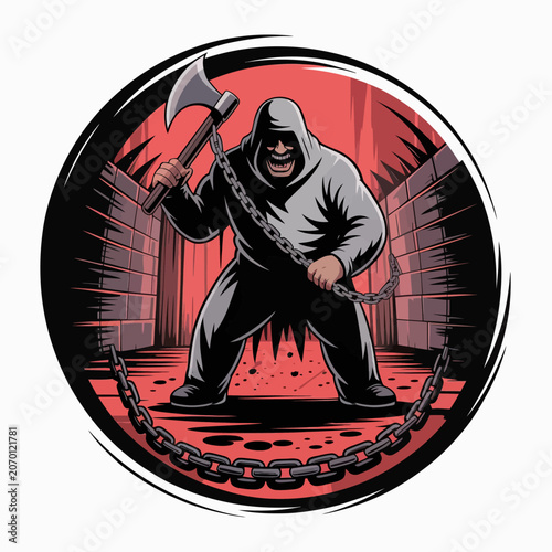 Εκτύπωση καμβά Illustration of a hooded figure with an axe.