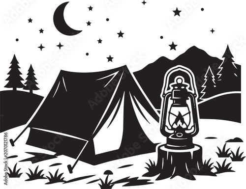 Camping at Night Under Starry Sky,Generative Ai