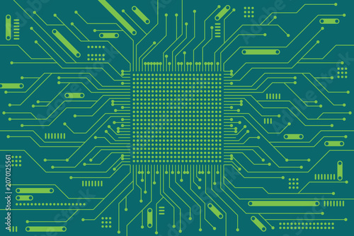 Circuit Board with Microchip Illustration