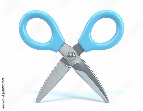 cute 3D rendered cartoon-style scissors with oversized rounded loops