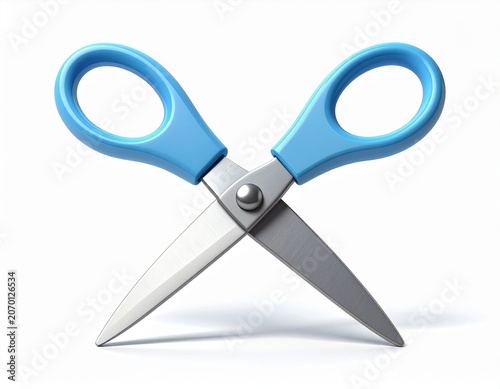 cute 3D rendered cartoon-style scissors with oversized rounded loops