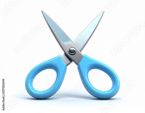 cute 3D rendered cartoon-style scissors with oversized rounded loops
