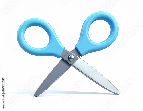 cute 3D rendered cartoon-style scissors with oversized rounded loops