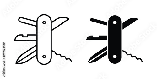 Schilderij op canvas Swiss Knife icon vector art set