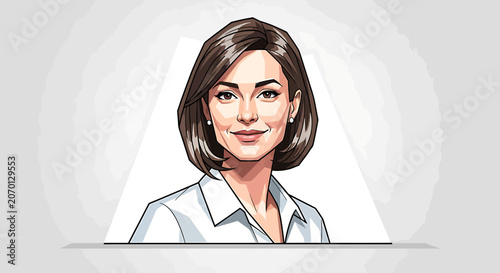 Smiling Business Woman Portrait Illustration.