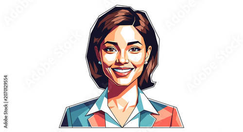 Smiling Business Woman Portrait Illustration.
