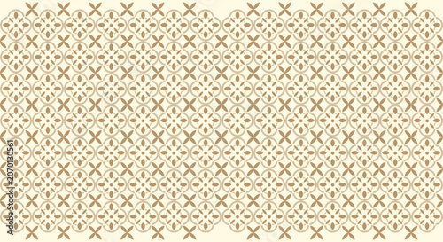 Elegant Vintage Ornamental Geometric Floral Seamless Pattern in Gold and Beige on Cream Background. Illustration Vector