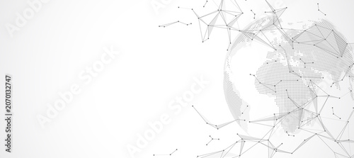 Global network connection banner design template. Header social network communication in the global business concept. Big data visualization. Internet technology