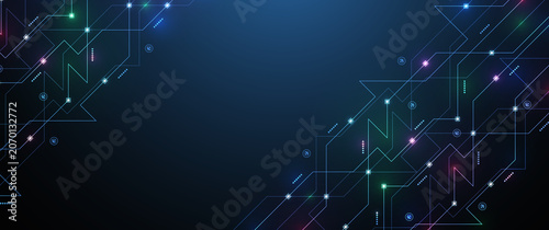 Digital tech motherboard texture design. Creative idea banner concept for internet technology. Software coding. Engineering concept for poster, cover, banner, header, web, presentation template