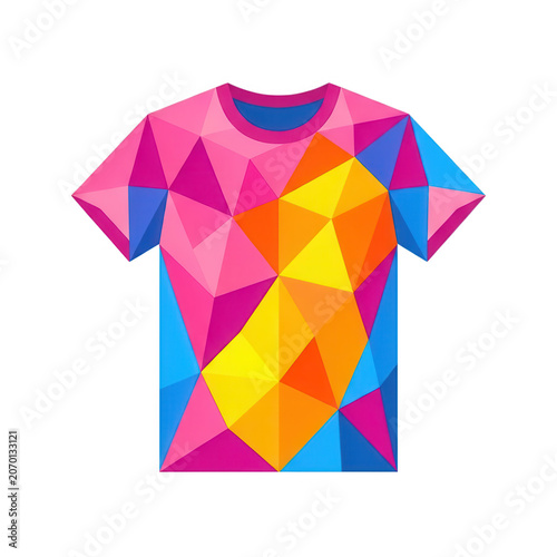 Colorful Geometric T-Shirt Mockup Transparent Background