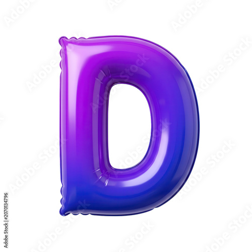 Purple Gradient Letter D 3d Render Transparent Background