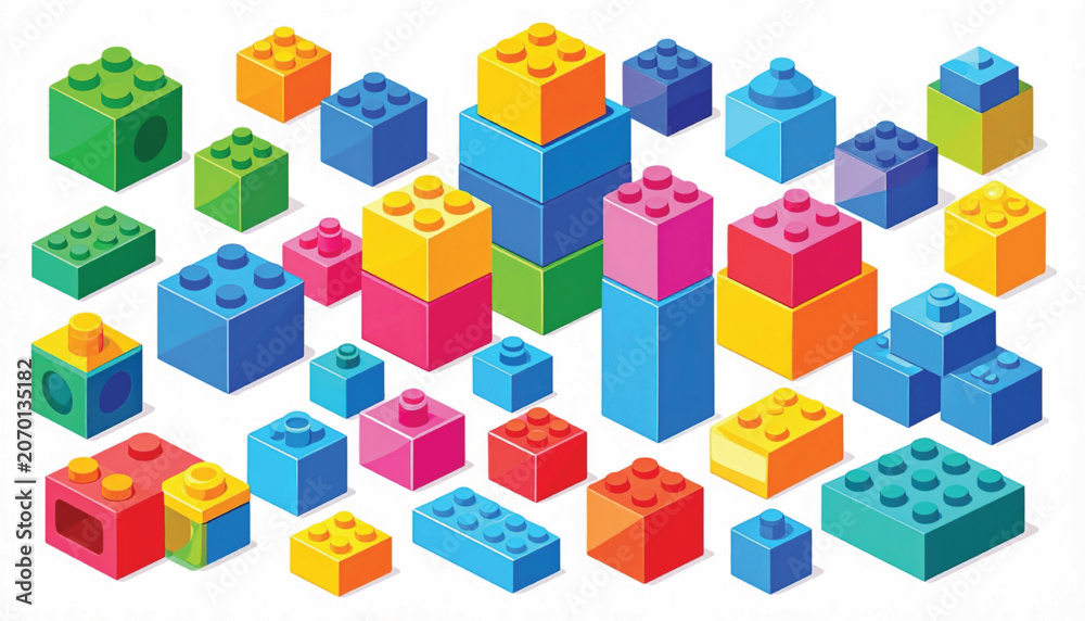 Fototapeta premium Colorful plastic building blocks toys.