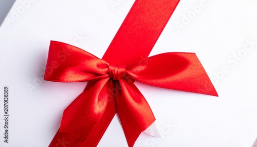 Red Ribbon on White Gift Box.