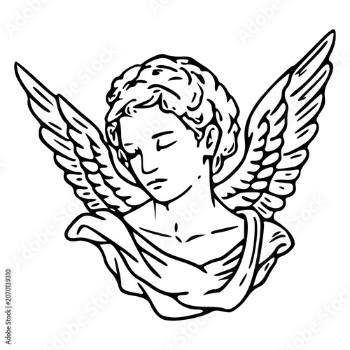 Canvastavla spiritual concept guardian angel face line art design