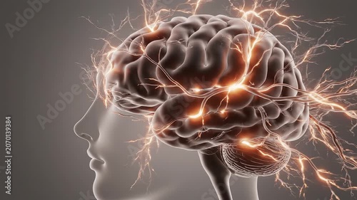 Human brain with neural activity