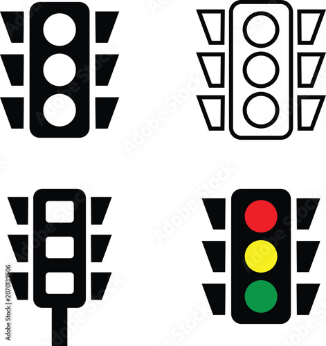 Traffic light icons set