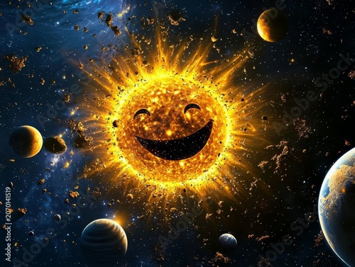 The delightful depiction of a sun's explosion in a stellar environment.