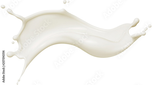 White creamy milk splash with droplets, isolated on transparent background