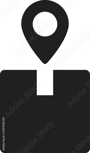 A pin icon marks location on map with box