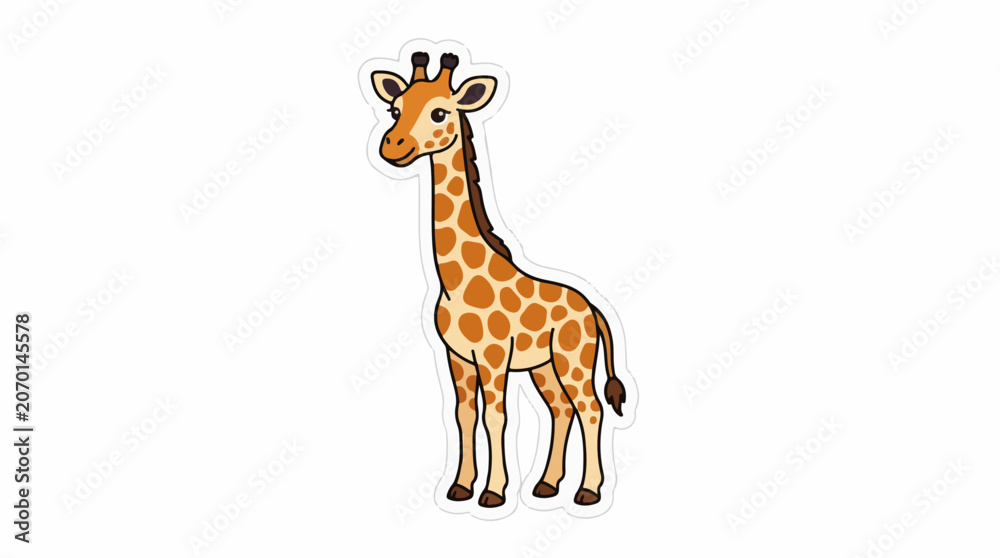 Obraz premium A cartoon giraffe with orange and brown spots