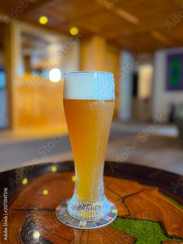 Fresh Wheat Beer in Glass - German Hefeweizen with Foam
