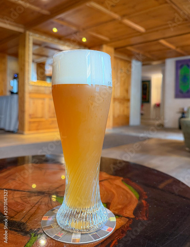 Fresh Wheat Beer in Glass - German Hefeweizen with Foam