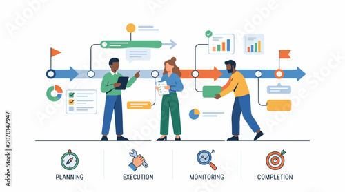 Illustration of people working together on a project