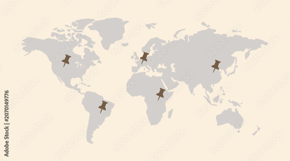 Fototapeta premium Airplanes flying over a world map with multiple destinations marked