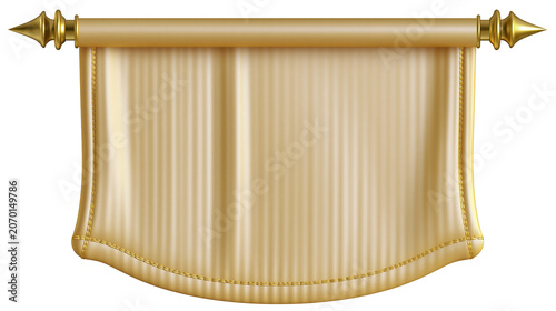 Canvastavla Golden ornate scroll banner with fabric draped on a rod, isolated on transparent