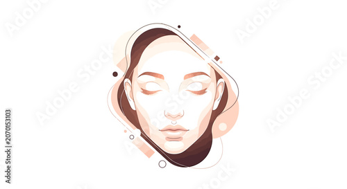 Woman Face Closeup Portrait Illustration.