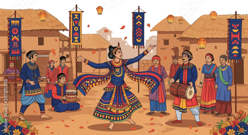 Woman in traditional Indian dance costume.