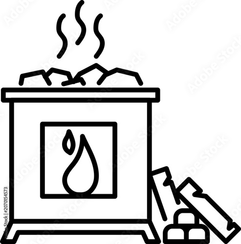 Obraz na plátně Heating furnace with hot stone outline