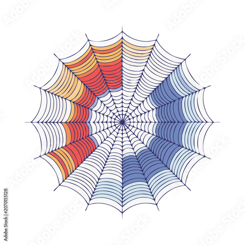Colorful Radial Spider Web Vector Pattern