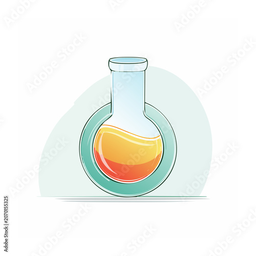 Laboratory Flask with Colored Liquid Vector Illustration