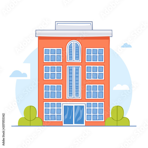 Flat illustration of an orange apartment building