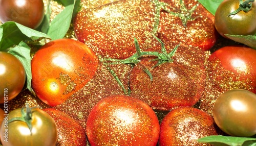 Fresh Tomatoes Covered in Gold.