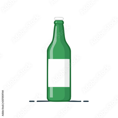 Green Beer Bottle Vector Illustration